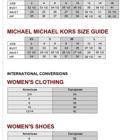 michael kors rozmiarówka buty|Size Guide .